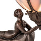 Meyda Lighting Bud 9" Mahogany Bronze Lady Accent Table Lamp With Pink & White Iridescent Shade Glass