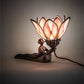 Meyda Lighting Bud 9" Mahogany Bronze Lady Accent Table Lamp With Pink & White Iridescent Shade Glass