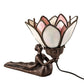 Meyda Lighting Bud 9" Mahogany Bronze Lady Accent Table Lamp With Pink & White Iridescent Shade Glass