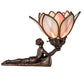 Meyda Lighting Bud 9" Mahogany Bronze Lady Accent Table Lamp With Pink & White Iridescent Shade Glass