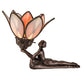 Meyda Lighting Bud 9" Mahogany Bronze Lady Accent Table Lamp With Pink & White Iridescent Shade Glass
