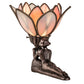 Meyda Lighting Bud 9" Mahogany Bronze Lady Accent Table Lamp With Pink & White Iridescent Shade Glass