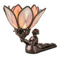 Meyda Lighting Bud 9" Mahogany Bronze Lady Accent Table Lamp With Pink & White Iridescent Shade Glass