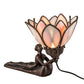 Meyda Lighting Bud 9" Mahogany Bronze Lady Accent Table Lamp With Pink & White Iridescent Shade Glass