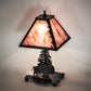 Meyda Lighting Buffalo 15" Textured Black Accent Table Lamp With Burgundy Art Shade Glass