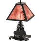 Meyda Lighting Buffalo 15" Textured Black Accent Table Lamp With Burgundy Art Shade Glass
