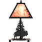 Meyda Lighting Buffalo 15" Textured Black Accent Table Lamp With Burgundy Art Shade Glass