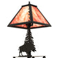 Meyda Lighting Buffalo 15" Textured Black Accent Table Lamp With Burgundy Art Shade Glass