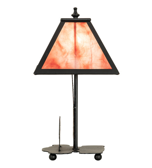 Meyda Lighting Buffalo 15" Textured Black Accent Table Lamp With Burgundy Art Shade Glass