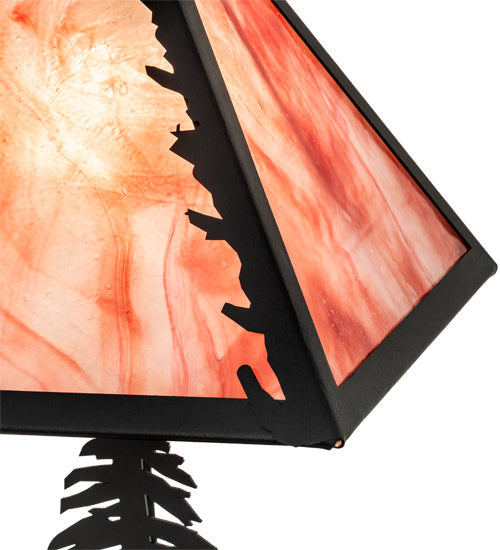 Meyda Lighting Buffalo 15" Textured Black Accent Table Lamp With Burgundy Art Shade Glass