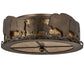 Meyda Lighting Buffalo 16" 2-Light Antique Copper Flush Mount Light With Amber Mica Shade Glass