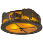 Meyda Lighting Buffalo 16" 2-Light Antique Copper Flush Mount Light With Amber Mica Shade Glass