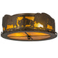 Meyda Lighting Buffalo 16" 2-Light Antique Copper Flush Mount Light With Amber Mica Shade Glass