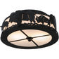 Meyda Lighting Buffalo 16" 2-Light Textured Black Flush Mount Light With White Statuario Idalight Shade Glass