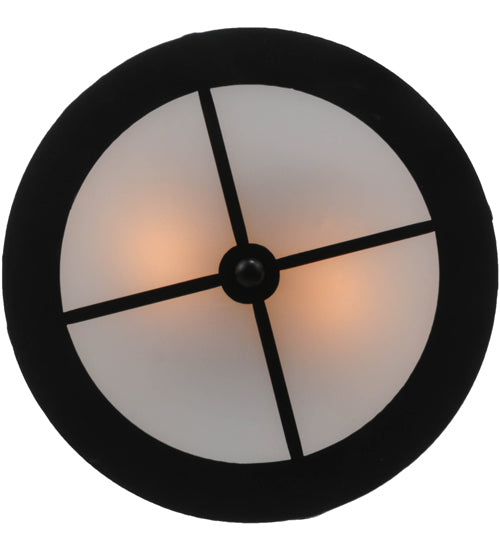 Meyda Lighting Buffalo 16" 2-Light Textured Black Flush Mount Light With White Statuario Idalight Shade Glass
