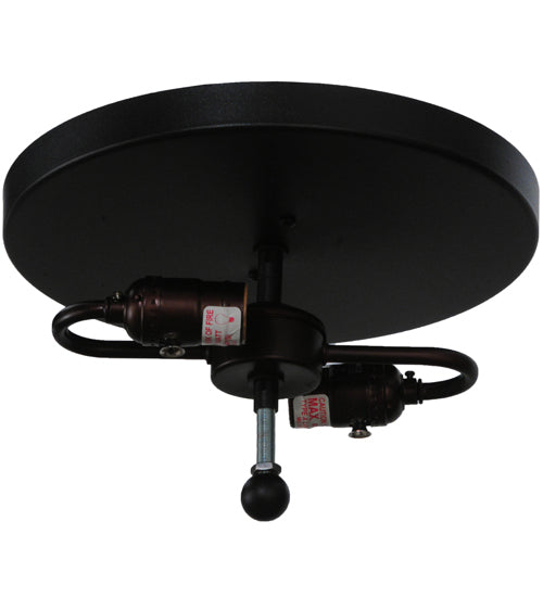 Meyda Lighting Buffalo 16" 2-Light Textured Black Flush Mount Light With White Statuario Idalight Shade Glass