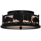 Meyda Lighting Buffalo 16" 2-Light Textured Black Flush Mount Light With White Statuario Idalight Shade Glass