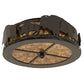 Meyda Lighting Buffalo 16" 2-Light Timeless Bronze Flush Mount Light With Amber Mica Shade Glass
