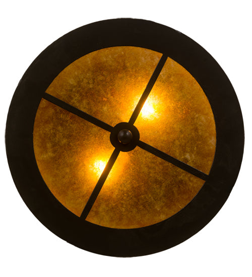 Meyda Lighting Buffalo 16" 2-Light Timeless Bronze Flush Mount Light With Amber Mica Shade Glass