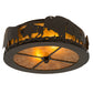 Meyda Lighting Buffalo 16" 2-Light Timeless Bronze Flush Mount Light With Amber Mica Shade Glass