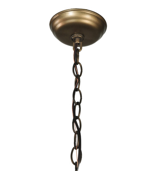 Meyda Lighting Buffalo 16" 3-Light Antique Copper Inverted Pendant Light With Silver Mica Shade Glass
