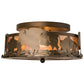 Meyda Lighting Buffalo 16" 4-Light Antique Copper Flush Mount Light With Silver Mica Shade Glass