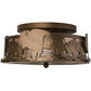 Meyda Lighting Buffalo 16" 4-Light Antique Copper Flush Mount Light With Silver Mica Shade Glass