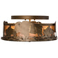 Meyda Lighting Buffalo 16" 4-Light Antique Copper Flush Mount Light With Silver Mica Shade Glass