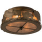 Meyda Lighting Buffalo 16" 4-Light Antique Copper Flush Mount Light With Silver Mica Shade Glass
