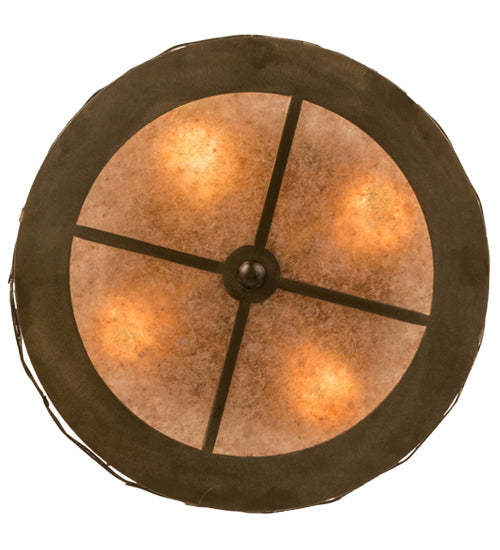 Meyda Lighting Buffalo 16" 4-Light Antique Copper Flush Mount Light With Silver Mica Shade Glass