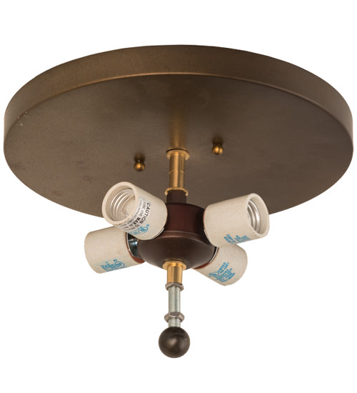 Meyda Lighting Buffalo 16" 4-Light Antique Copper Flush Mount Light With Silver Mica Shade Glass