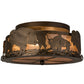 Meyda Lighting Buffalo 16" 4-Light Antique Copper Flush Mount Light With Silver Mica Shade Glass