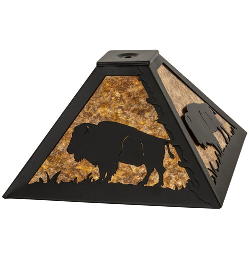 Meyda Lighting Buffalo 17" Textured Black Frame With Amber Mica Shade Glass