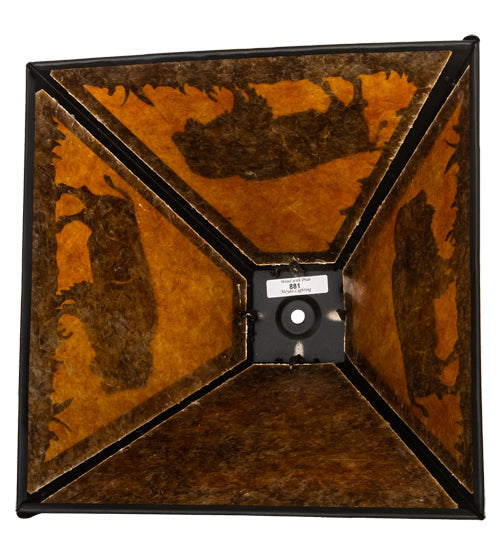 Meyda Lighting Buffalo 17" Textured Black Frame With Amber Mica Shade Glass