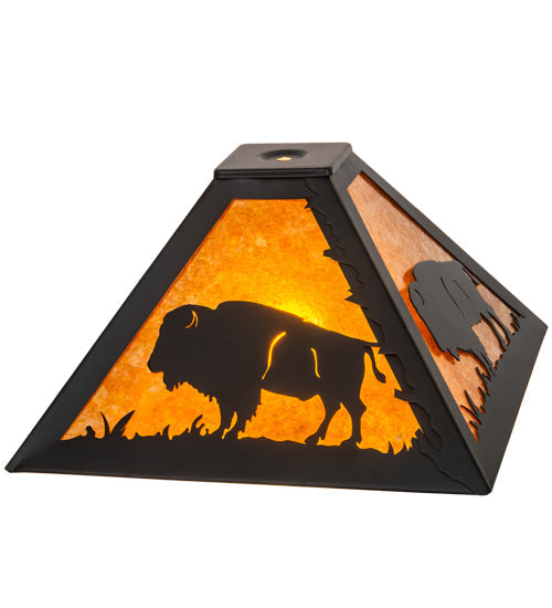 Meyda Lighting Buffalo 17" Textured Black Frame With Amber Mica Shade Glass