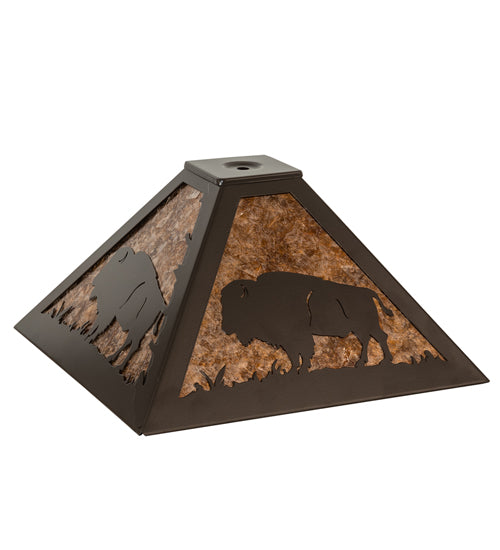 Meyda Lighting Buffalo 17" Timeless Bronze Frame With Amber Mica Shade