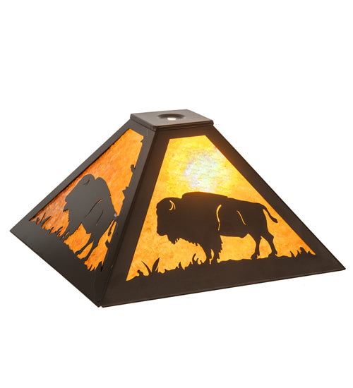 Meyda Lighting Buffalo 17" Timeless Bronze Frame With Amber Mica Shade