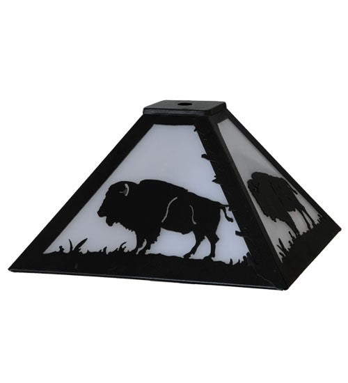 Meyda Lighting Buffalo 17"W x 7"H Textured Black Frame With White Acrylic Shade Glass