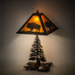 Meyda Lighting Buffalo 21" 2-Light Textured Black Table Lamp With Amber Mica Shade Glass and Lighted Base
