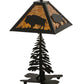 Meyda Lighting Buffalo 21" 2-Light Textured Black Table Lamp With Amber Mica Shade Glass and Lighted Base