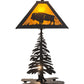 Meyda Lighting Buffalo 21" 2-Light Textured Black Table Lamp With Amber Mica Shade Glass and Lighted Base
