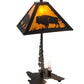 Meyda Lighting Buffalo 21" 2-Light Textured Black Table Lamp With Amber Mica Shade Glass and Lighted Base