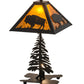 Meyda Lighting Buffalo 21" 2-Light Textured Black Table Lamp With Amber Mica Shade Glass and Lighted Base