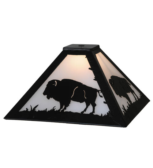 Meyda Lighting Buffalo 21" 2-Light Textured Black Table Lamp With White Acrylic Shade Glass