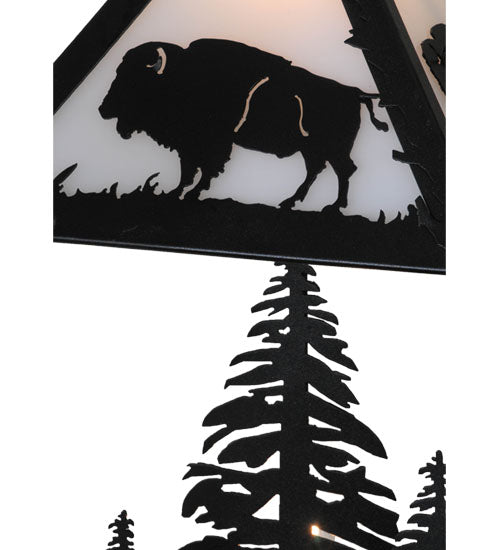 Meyda Lighting Buffalo 21" 2-Light Textured Black Table Lamp With White Acrylic Shade Glass