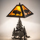 Meyda Lighting Buffalo 21" 2-Light Timeless Bronze Table Lamp With Amber Mica Shade Glass and Lighted Base