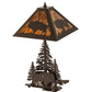 Meyda Lighting Buffalo 21" 2-Light Timeless Bronze Table Lamp With Amber Mica Shade Glass and Lighted Base