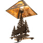Meyda Lighting Buffalo 21" 2-Light Timeless Bronze Table Lamp With Amber Mica Shade Glass and Lighted Base