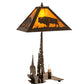 Meyda Lighting Buffalo 21" 2-Light Timeless Bronze Table Lamp With Amber Mica Shade Glass and Lighted Base
