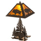 Meyda Lighting Buffalo 21" 2-Light Timeless Bronze Table Lamp With Amber Mica Shade Glass and Lighted Base